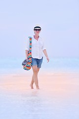 Image showing beautiful gril on beach have fun