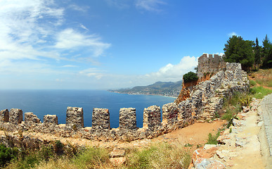 Image showing mediterranean sea - view from fortress Alanya