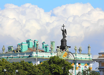 Image showing roof of hermitage and alexander column in St. Petersburg