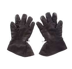 Image showing Very old black leather gloves