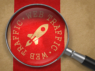 Image showing Magnifying Glass with Web Traffic Concept.