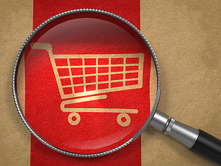 Image showing Magnifying Glass with Shopping Cart Icon.