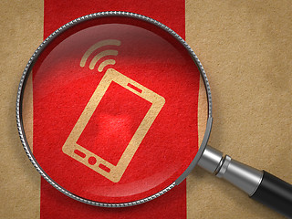 Image showing Magnifying Glass with Smartphone Icon.