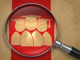 Image showing Magnifying Glass with Group of Graduates Icon.