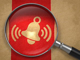 Image showing Magnifying Glass with Ringing Bell Icon .