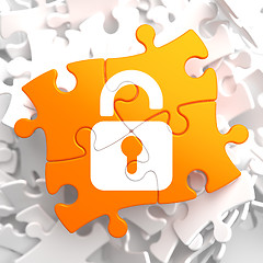 Image showing Security Concept on Orange Puzzle.