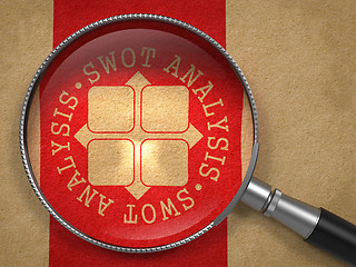 Image showing Magnifying Glass with SWOT Analisis Concept.