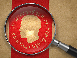 Image showing Magnifying Glass with Turn On the Brain Icon.