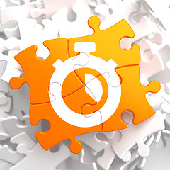 Image showing Stopwatch Icon on Orange Puzzle.