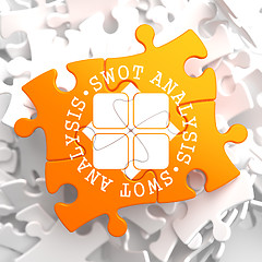 Image showing SWOT Analisis on Orange Puzzle.