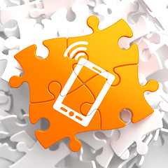 Image showing Smartphone Icon on Orange Puzzle.