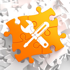 Image showing Service Concept on Orange Puzzle.