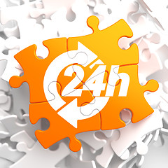 Image showing Service 24h Icon on Orange Puzzle.