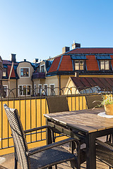 Image showing View over rooftops of Swedish town Visby