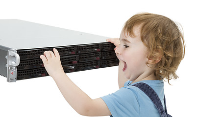 Image showing cute child with network server