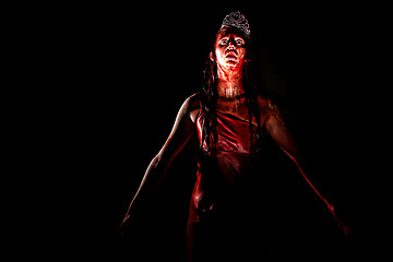 Image showing Scary Woman Dripping in Blood Wearing Prom Dress