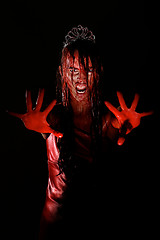 Image showing Scary Woman Dripping in Blood Wearing Prom Dress
