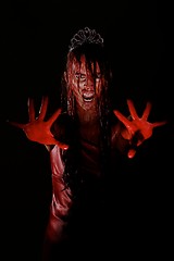 Image showing Scary Woman Dripping in Blood Wearing Prom Dress