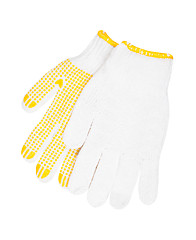 Image showing Work gloves made of cotton fabric with rubber coating