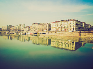 Image showing Retro look River Po, Turin