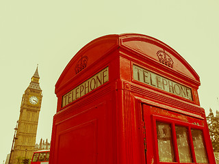 Image showing Retro looking London telephone box