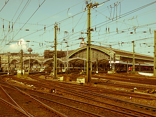 Image showing Retro looking Trains in station