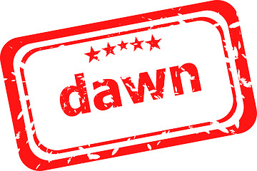 Image showing dawn word on red rubber old business stamp