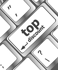 Image showing top discount concept sign on computer keyboard key