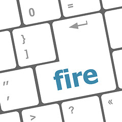 Image showing fire word on keyboard key, notebook computer button