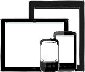 Image showing Blank mobile smart phone and digital tablet pc set