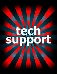 Image showing tech support word with motion rays on background