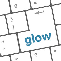 Image showing glow word on keyboard key, notebook computer button