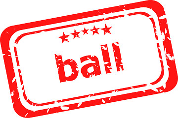 Image showing ball word on red rubber grunge stamp