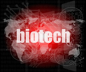 Image showing biotech words on digital touch screen interface