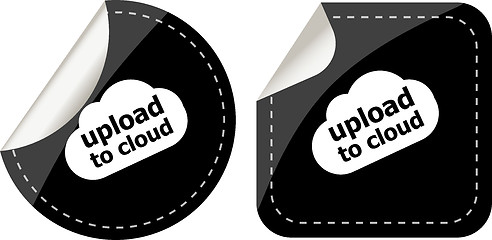 Image showing stickers label set business tag with upload to cloud word