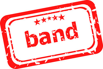 Image showing band word on red rubber grunge stamp