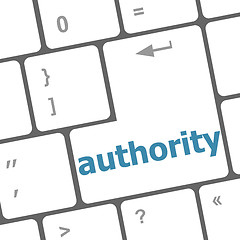 Image showing authority button on computer keyboard key