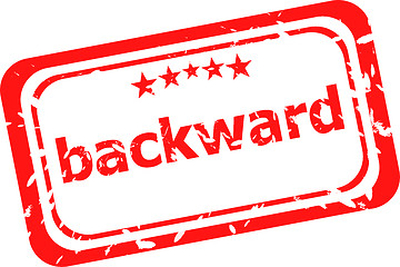 Image showing backward word on red rubber grunge stamp