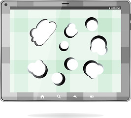 Image showing Cloud-computing connection on the digital tablet pc. Conceptual image. Isolated on white.