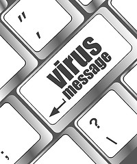 Image showing Computer keyboard with virus message key