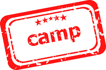 Image showing camp on red rubber stamp over a white background