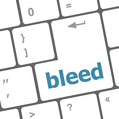 Image showing bleed word on keyboard key, notebook computer button