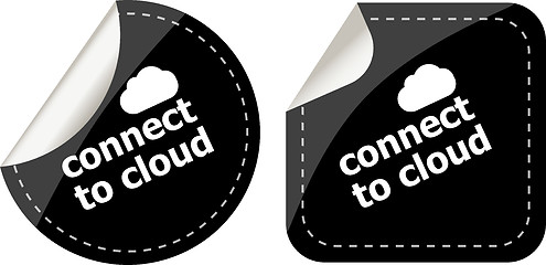 Image showing stickers label set business tag with connect to cloud word