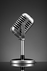 Image showing Retro microphone on grey