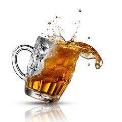 Image showing Beer splash in glass isolated on white