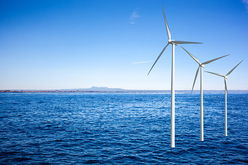 Image showing Wind generators turbines in the sea