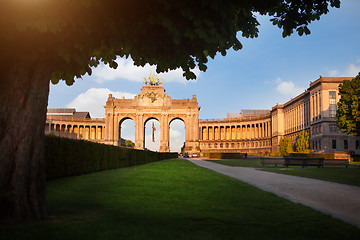 Image showing The Triumphal Arch in Cinquantennaire Parc in Brussels , Belgium