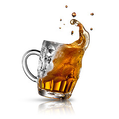 Image showing Beer splash in glass isolated on white