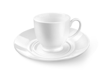 Image showing white tea or coffee cup with saucer isolated on white