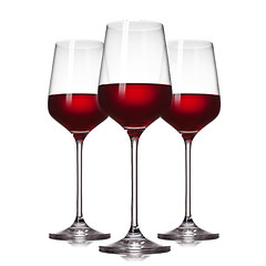 Image showing 3 glasses of red wine isolated on white